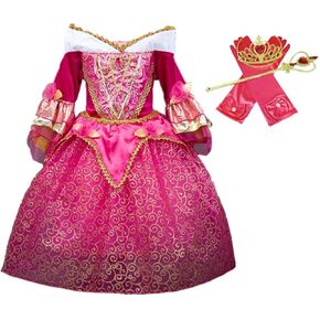 DH Sleeping Beauty Princess Aurora Girls Costume Dress with Cosplay Accessories