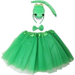 Kirei Sui Kids Animal Costume Dinosaur Green Tutu Ear Headband Bowtie Tail 4pcs Set