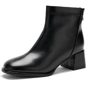 Women's Fashion Ankle Boots Chunky Low Block Heel Booties Back Zipper Fall Short Boots Shoes