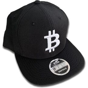 BTC Universe Bitcoin Flat Bill Snapback Moisture Wicking Black Cap with White 3D Puff Embroidery