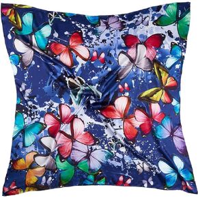 Extra Large Square Silk Scarf Art and Floral Print