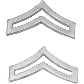 Smith & Warren Medium Corporal Double Chevron Collar Brass Rank Insignia Silver Finish Police Military Uniform Pin