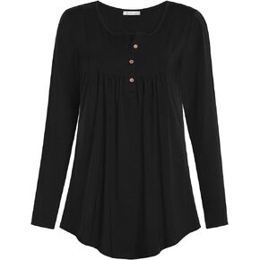 Esenchel Women's Long-Sleeve Flowy Tunic Blouse Top for Leggings