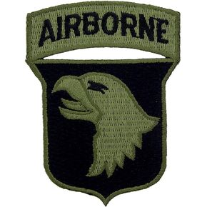 United States Army 101st Airborne Embroidered Patch, Subdued Woodland/Green, with Iron-On Adhesive