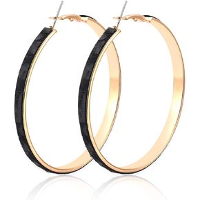 Leopard Print Hoop Earrings for Women Gold Tone Cheetah Print Jewelry