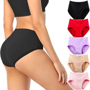 Women's Soft Cotton Panties Breathable Stretch Briefs Underwear Full Coverage Underpant 5 Pack