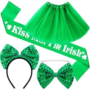 رواية تشريس مجموعة اكسسوارات زي عيد القديس باتريك، شريط راس اخضر ساتان فستان توتو للاستعراضات الايرلندية وديكور عيد القديس باتريك in Kuwait