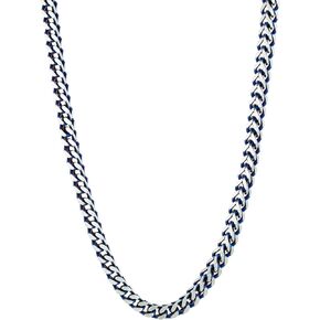 Metro Jewelry Foxtail Chain Necklace for Men in Stainless Steel with Black, Blue or Yellow Gold Ion Plated 5 MM Wide 18 to 30 Inches Long with Lobster Claw in Kuwait