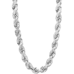 Savlano 925 Sterling Silver 8MM Hollow Italian Rope Diamond Cut Twist Link Chain Necklace for Men & Women Comes with Gift Box- Made in Italy