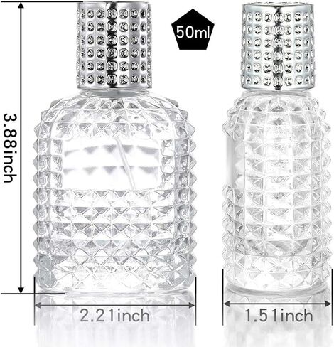 عبوتين من زجاجات رذاذ زجاجية فارغة سعة 30 مل و50 مل من لوجيري، زجاجات عطر رذاذ فارغة قابلة لإعادة الملء، زجاجة رذاذ مع 4 أنواع مجانية من موزع العطور (غطاء فضي 50 مل وغطاء فضي 30 مل) in Kuwait