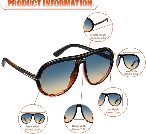 نظارات شمسية TruFabV Vintage Aviator كبيرة الحجم للنساء والرجال، نظارات دائرية كلاسيكية من السبعينيات in Saudi Arabia