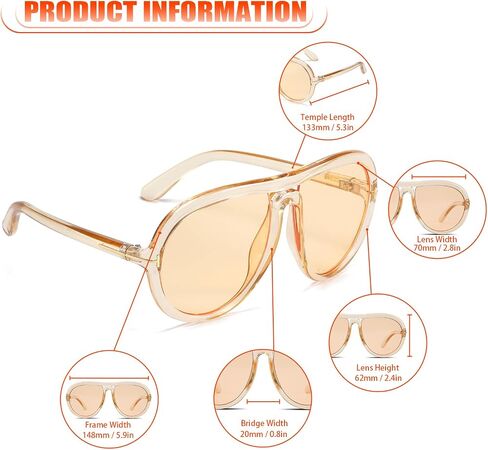نظارات شمسية TruFabV Vintage Aviator كبيرة الحجم للنساء والرجال، نظارات دائرية كلاسيكية من السبعينيات in Saudi Arabia