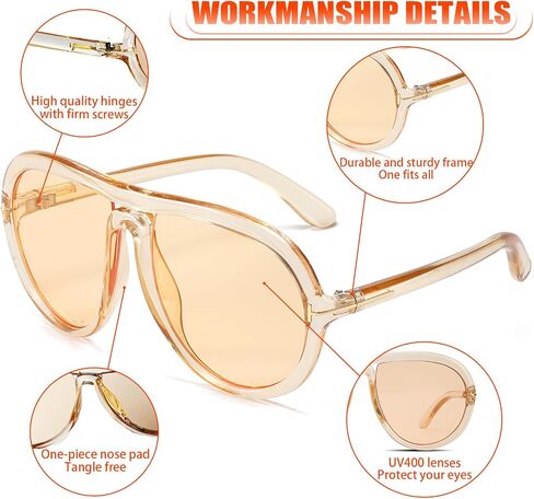 نظارات شمسية TruFabV Vintage Aviator كبيرة الحجم للنساء والرجال، نظارات دائرية كلاسيكية من السبعينيات in Saudi Arabia