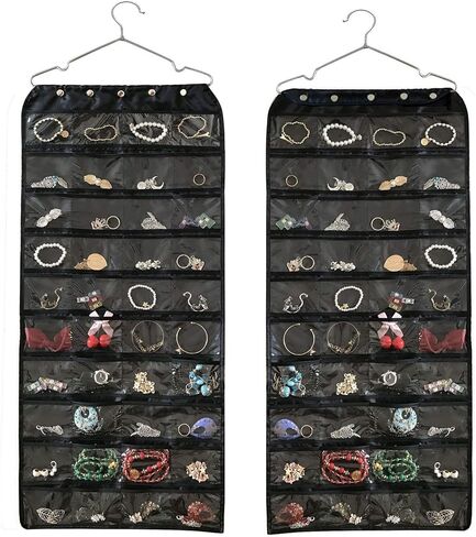Hanging Jewelry Organizer,Accessories Organizer,Oxford 80 Pocket Organizer for Holding Jewelries (Black) in Kuwait