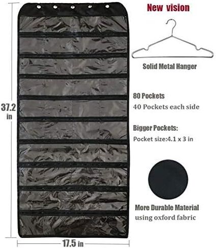 Hanging Jewelry Organizer,Accessories Organizer,Oxford 80 Pocket Organizer for Holding Jewelries (Black) in Kuwait