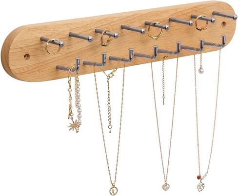 Hanging Jewerly Organizer for Wall, Wall Mounted Necklace Holder, Rubber Wood Wall Mount Jewerly Organizer for Necklaces,Headband and Bracelet, Nice Gift for Woman in Kuwait