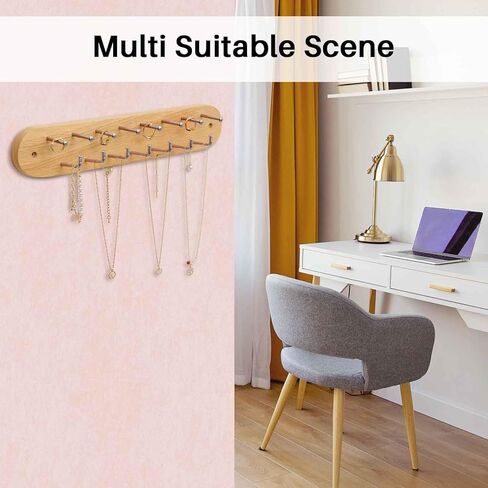Hanging Jewerly Organizer for Wall, Wall Mounted Necklace Holder, Rubber Wood Wall Mount Jewerly Organizer for Necklaces,Headband and Bracelet, Nice Gift for Woman in Kuwait