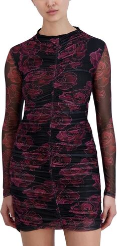 BCBGeneration Women's Long Sleeve Mock Neck Mesh Mini Day Dress in Saudi Arabia