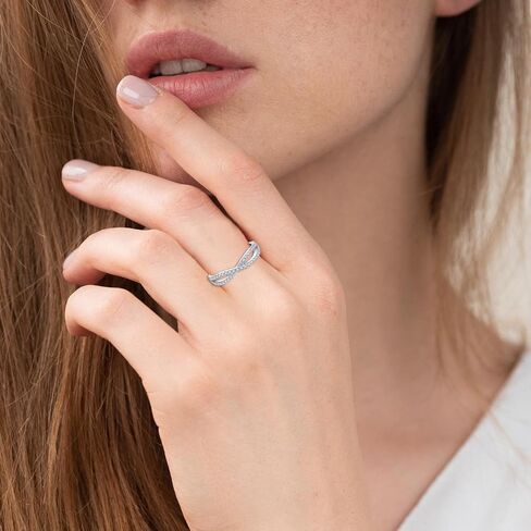 CARICY 925 Sterling Silver Criss Cross X Ring for Women Stackable Wedding Bands Ring Eternity Rings for Women Anniversary Christmas Day Size 5-10 in Kuwait