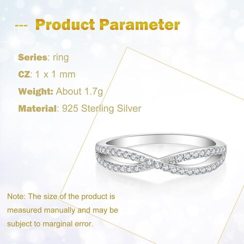 CARICY 925 Sterling Silver Criss Cross X Ring for Women Stackable Wedding Bands Ring Eternity Rings for Women Anniversary Christmas Day Size 5-10 in Kuwait