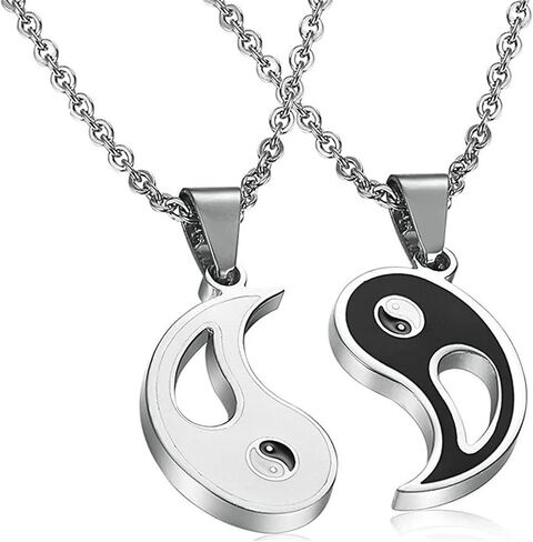 dreuyet yinyang قلادة قلادة للنساء والرجال الفولاذ المقاوم للصدأ bff الأزواج سلسلة الفتيات الفتيان شخصية مطابقة الرسوم البيانية لغز أفضل صديق القلائد لصديقتها صديقها عيد الحب عيد الشكر عيد الميلاد in Saudi Arabia