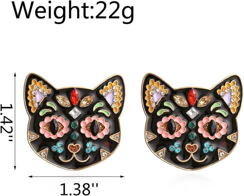 Colorful Rhinestone Black Cat Earrings Vintage Drop Oil Animals Halloween Cat Drop Earrings for Women Girl Party Jewelry in Saudi Arabia