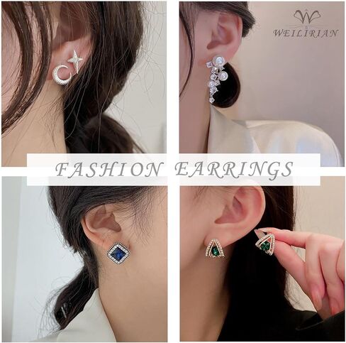 W WEILIRIAN Flower Pearl Jacket Earrings for Women Vintage Pearl Earrings Crystal Flower Earrings Gold Pearl Stud Earrings Pearl Front Back Earrings Jewelry for Girls Gifts in Saudi Arabia