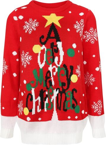 Budding Gallery Ugly Women's Christmas Sweater Funny Round Neck Sweater Christmas Tree Letter Pattern Pullover in Kuwait