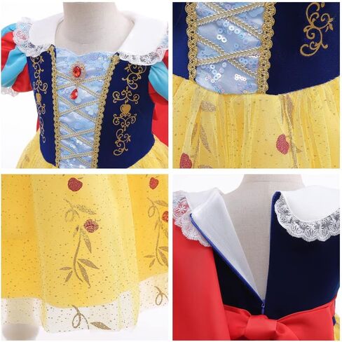 FMYFWY Girls Snow White Princess Costume Carnival Halloween Christmas Birthday Party Dress Dance Ball Gown (w/Accessories) in Kuwait