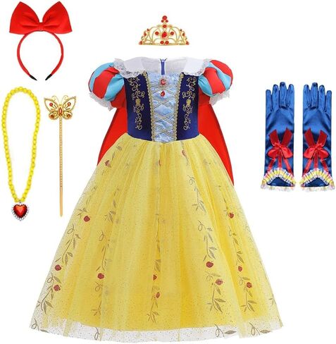 FMYFWY Girls Snow White Princess Costume Carnival Halloween Christmas Birthday Party Dress Dance Ball Gown (w/Accessories) in Kuwait