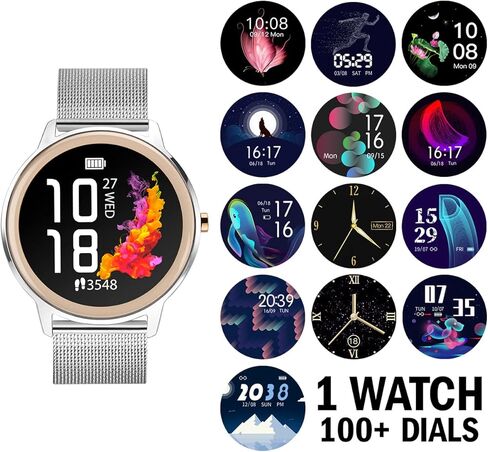 ساعة Sekonda Flex النسائية الذكية 42 ملم مع مراقب معدل ضربات القلب والنوم، والنشاط اليومي، والرياضة، والموسيقى، والطقس ووظائف الرسائل، مع حزام شبكي in Kuwait