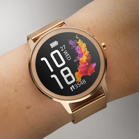 ساعة Sekonda Flex النسائية الذكية 42 ملم مع مراقب معدل ضربات القلب والنوم، والنشاط اليومي، والرياضة، والموسيقى، والطقس ووظائف الرسائل، مع حزام شبكي in Kuwait
