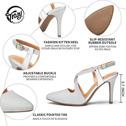 Trary High Heels for Women Pointed Toe Stiletto Women's Pumps 3.7 Inch Crisscross Strap Pumps Shoes Women Fashion Heels Dress Shoes for Party Prom Wedding in Kuwait