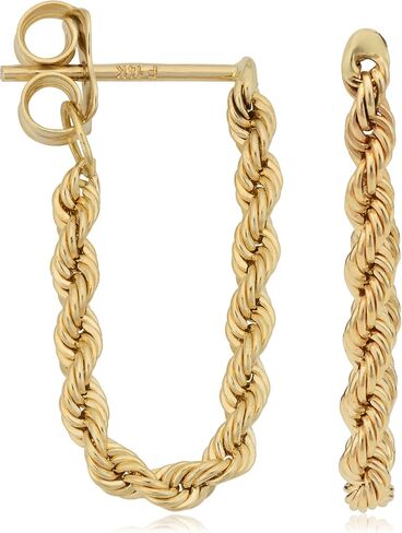 Kooljewelry 14k Yellow Gold Rope Chain Earrings in Saudi Arabia