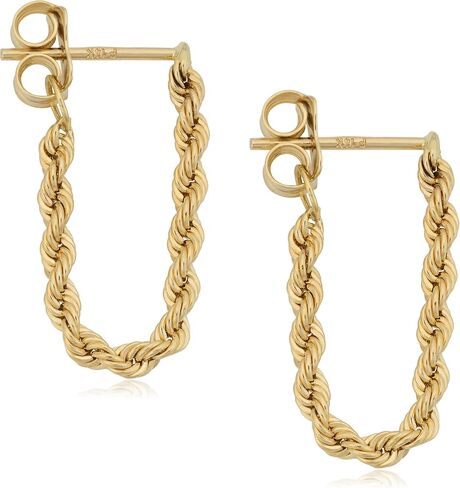 Kooljewelry 14k Yellow Gold Rope Chain Earrings in Saudi Arabia