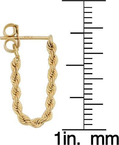 Kooljewelry 14k Yellow Gold Rope Chain Earrings in Saudi Arabia