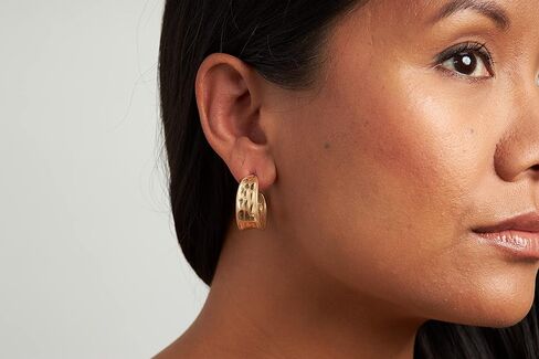 تشارلي بيج اقراط حلقية ذهبية للنساء | اقراط ذهبية كبيرة | اقراط حلقية على الارض | لا تسبب الحساسية، نحاس، بدون احجار كريمة, نحاس أصفر, لا أحجار كريمة in Kuwait