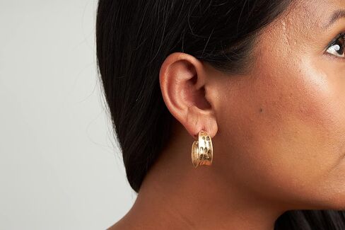 تشارلي بيج اقراط حلقية ذهبية للنساء | اقراط ذهبية كبيرة | اقراط حلقية على الارض | لا تسبب الحساسية، نحاس، بدون احجار كريمة, نحاس أصفر, لا أحجار كريمة in Kuwait