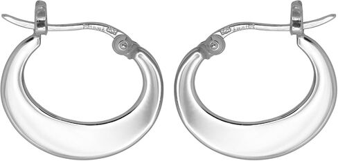 Boma Jewelry Sterling Silver Polished Crescent Snap Down Hoop Earrings in Saudi Arabia