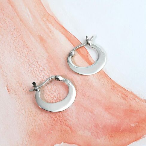 Boma Jewelry Sterling Silver Polished Crescent Snap Down Hoop Earrings in Saudi Arabia