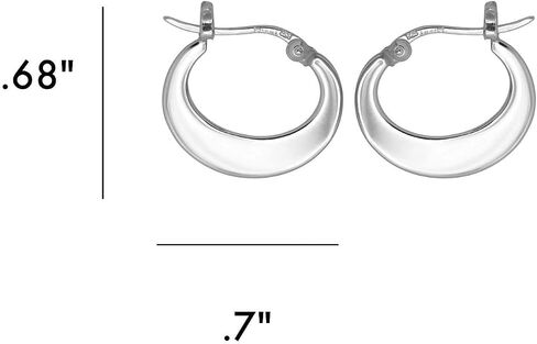 Boma Jewelry Sterling Silver Polished Crescent Snap Down Hoop Earrings in Saudi Arabia