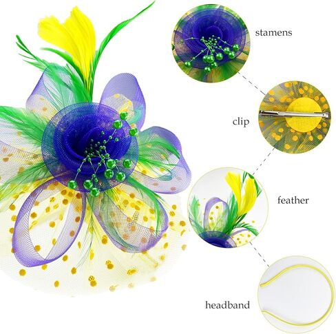 2 Pieces Mardi Gras Headband and Tutu Skirt Multi Color Ballet for Carnival Cosplay Party Green in Kuwait