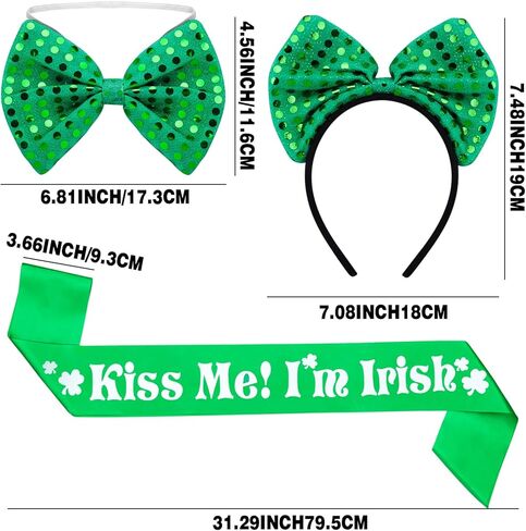 رواية تشريس مجموعة اكسسوارات زي عيد القديس باتريك، شريط راس اخضر ساتان فستان توتو للاستعراضات الايرلندية وديكور عيد القديس باتريك in Kuwait