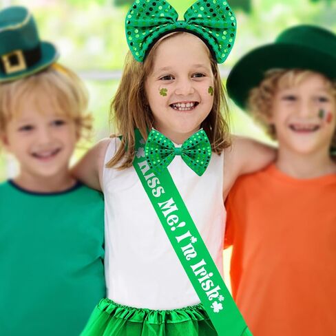 رواية تشريس مجموعة اكسسوارات زي عيد القديس باتريك، شريط راس اخضر ساتان فستان توتو للاستعراضات الايرلندية وديكور عيد القديس باتريك in Kuwait