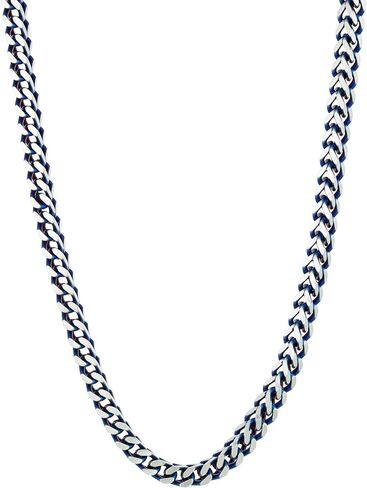 Metro Jewelry Foxtail Chain Necklace for Men in Stainless Steel with Black, Blue or Yellow Gold Ion Plated 5 MM Wide 18 to 30 Inches Long with Lobster Claw in Kuwait