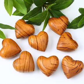 Kigeli 8 Pcs Handmade Wooden Hearts 3D Love Crafts Pine Carved Heart Wood Decor for Wedding Easter Birthday Anniversary Gifts