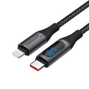 SABRENT USB-C to Lightning Cable with Smart Display, 1M/3.3FT Long, Apple MFI Certified, 60W Charging and 480Mbps Data Transfer Speeds, for Phones, iPads, iPods, MacBooks (CB-C2L1)