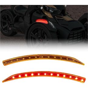 KUAFU Front Fender Lights Compatible with 2019-2023 Can-Am Ryker 600/900 ACE LED Wheel Lights Fender Reflectors with LED Turn Signals Accessories 2PCS