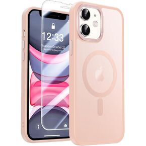 حافظة LUHOURI مغناطيسية لهاتف iPhone 11 مع واقي شاشة، [متوافقة مع Magsafe] [حماية من السقوط من الدرجة العسكرية] غطاء غير لامع شفاف مقاوم للصدمات لهاتف iPhone 11 6.1 بوصة - أسود in Saudi Arabia