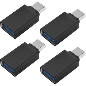 USB C to USB 3.0 Adapter, Wansurs 4 Pack USB C to A Male to Female Adapter Compatible with MacBook 2018 2017 2016, Samsung Galaxy Note 8, Galaxy S8 S8+ S9, Google Pixel, Nexus, and More (Black)